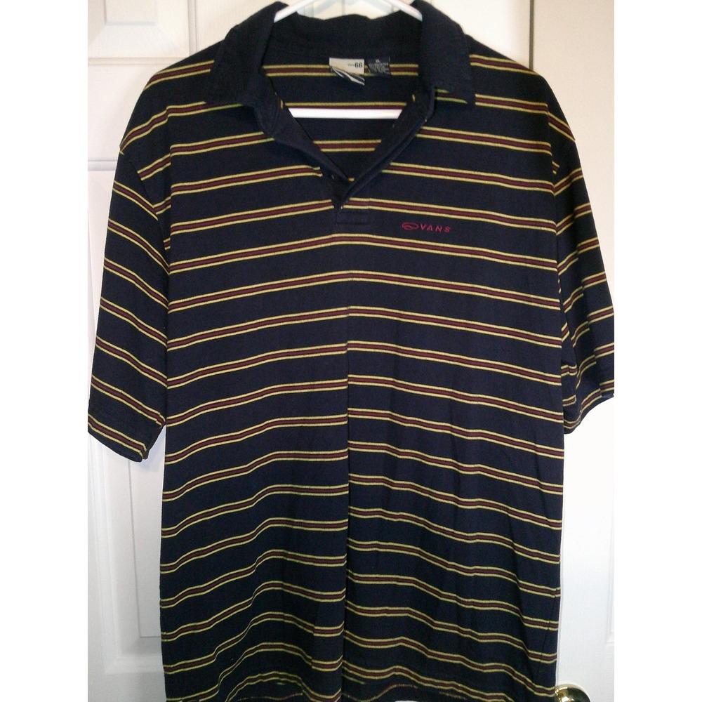 Vintage Vans Striped Polo Shirt Short Sleeve Casual Skater Mens‎ XL